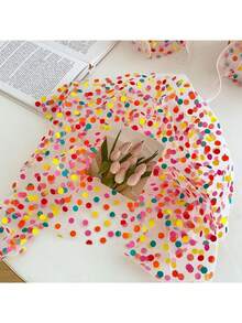 一张彩色波点网纱包装布，非常适合包装礼物、花束、照片和情人节礼物。送礼佳品——可爱极了！ - 彩色 - 查看 2