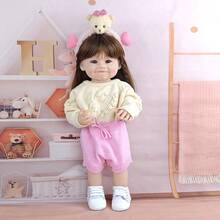 1pc About 22inch Full Body Vinyl Washable Reborn Doll 55cm Popular Cute Simulation Smiling Dolls High Quality Toys Perfect Birthday Gift - Multicolor - View 5
