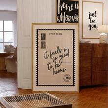 1 pièce Impression de carte postale vintage grise sans cadre << Rentrer à la maison est génial », belle affiche murale inspirante, convient pour la décoration du salon, de la chambre, du dortoir et du couloir, affiche de mode et peinture de décoration murale de la pièce - Multicolore - Voir 1
