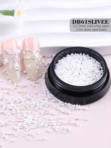 6件套金色、银色珠子和白色仿珍珠美甲装饰品，Y2K美学美甲饰品，钢珠和白色仿珍珠美甲宝石，美甲用品，美甲配件 - 彩色 - 查看 7