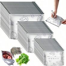 1/10/20/30pcs Aluminum Foil Refrigerator Storage Bags Reusable Perfect For Kitchen Organization In The Refrigerator Or Freezer 3 Size Zipper Fresh-Keeping Bags For Fruits Vegetables Meat Grains Nuts Snacks Food Preservation Sealing Bags Kitchen Accessories