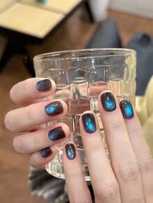 MISS SHAKA 10毫升秋冬美甲琥珀蓝棕色浅水晶玻璃珠猫眼凝胶指甲油美甲沙龙家用DIY超闪美白流行美甲用品 - 彩色 - 查看 8