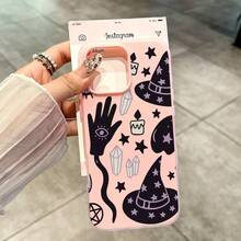 Witchcraft Phone Case,Occult Style,For Compatible With Iphone17/17pro/17promax/17Air/Iphone16/16pro/16plus/16promax/15/15promax/15pro/11/12/13/14promax/12mini/13mini/11pro/11promax/12pro/12promax/13pro/13promax/14pro/14promax,Crystals,Stars,Candle,Occult Symbols Gift,Magic Art Design Present For Family,Spiritual Elements Gift - Màu Hồng baby - Xem 5