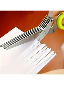 1/2pcs 5-Layer Stainless Steel Kitchen Scissors - Multifunctional Onion & Herb Shredder, Suitable For Grilling And Indoor Use - , With Protective Cover And Built-In Cleaner