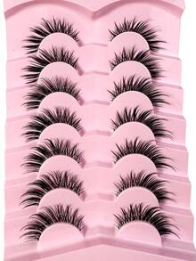 7 Pairs Fox/Cat Eyelashes Natural Long Fluffy And Soft False Lashes With Clear Band Faux Mink Lashes Natural Look End Eye Elongated Makeup Reusable Fake Eyelashes Strip Lashes, Lashes, Eyelashes, Fake Lashes - Cat Eye Lashes - View 5