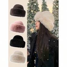1pc Women's Winter Plush Bucket Hat, Women's Fashionable Thick Hat, Winter Warm Hat, Can Be Paired With Wool Coat, Winter Clothing Winter Outfits - 彩色 - 查看 8