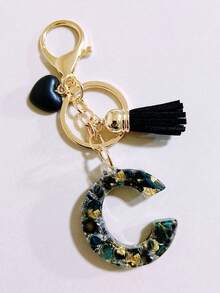 26款可选红色环氧树脂字母钥匙扣，可爱爱心流苏钥匙扣，时尚包包配饰钱包吊坠挂件，派对小礼物，送给朋友的合适礼物 - 黑色 - 查看 33