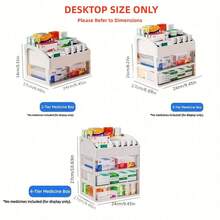 透明抽屉式药品收纳盒（2/3/4层），紧凑型急救储物盒，可存放药丸和维生素，多功能台面收纳架，可放置化妆品/文具 - 节省空间的梳妆台和办公用品 - 無色 - 查看 3