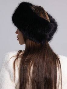 1pc Fluffy Stretchy Headband, Women's Winter Warm Ear Muffs, Luxurious Faux Fur Hollow Hat, Winter Headwear For Women - Hat - View 6
