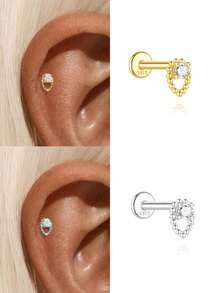 1 đôi bông tai nữ bằng bạc sterling 925 kiểu dáng bất đối xứng, mạ vàng 18K, không gây dị ứng, phong cách tối giản, quà Giáng sinh cho phụ nữ và thanh thiếu niên. - Kiểu 16 - Xem 15