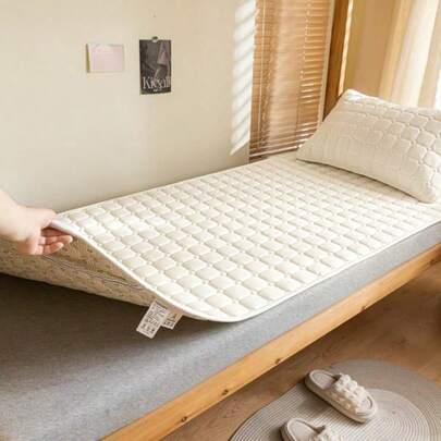 1 Set Quilted Mattress Protector + Beautiful Non-Woven Fabric Packaging, Suitable For Thin Mattress, Soft, Breathable, Comfortable, Checked Design, Solid Color (Pillow Case Not Included) - Easy To Clean, Machine Washable, Suitable For Dormitories, Hotels, Hospitals, Nursing Homes, Household Use,