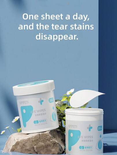 Pet Eye & Ear Soft Breathable Hygiene Cleaning Wet Wipes, Portable Canister, Suitable For Cats & Dogs, Tear Stain & Eye Gunk Removal, One-Time Use (Random Old/New Version)