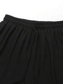 Women's 2-In-1 Double Layer Running Shorts With Drawstring Elastic Waist, Quick-Dry Sports Fitness Shorts Black - Black - View 6