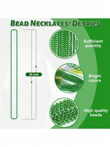9颗LED绿色四叶草项链，圣帕特里克节发光项链，圣帕特里克节派对礼物，金属绿色珠子项链，男女皆宜 - 綠色 - 查看 6