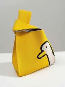 Cute Cartoon Knitted Bag, High-End Fashion Versatile Dopamine Color Handbag, Mini Crochet Handbag, Popular Beach Bag, Elegant Ladies Wristlet Clutch - Lightweight, Suitable For Vacation, Wedding Bridesmaid Gift, Party Gift, Christmas Gift, Thanksgiving Gift, Bridal Shower, Back To School Gift, Teacher's Day Gift, Valentine's Day Gift