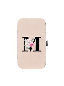 Set de 7 unghii cu design floral și inițial roz, litere negre de la A la Z, cutie organizatoare portabilă inclusă, cutie de depozitare pentru îngrijirea unghiilor de mare capacitate, cu unelte din oțel inoxidabil, set de unghii ultra ascuțite și anti-stropire, cutie de tăiere cu design clasic, utilizată pentru articole esențiale de înfrumusețare mobile, călătorii, ieșiri, școală rezidențială și articole esențiale pentru casă. - Multicolor - Vizualizare 12