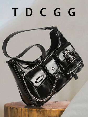 Y2K Style Multi-Pocket Motorcycle Bag, Retro Bag, Hot Girl Bag, Underarm Bag, Shoulder Bag, Messenger Bag, New Style Handbag, Suitable For Casual Party, Daily Use, Street & Japanese Bag For Women