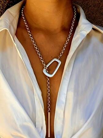 时尚不对称几何吊坠项链，男女皆宜的Y形