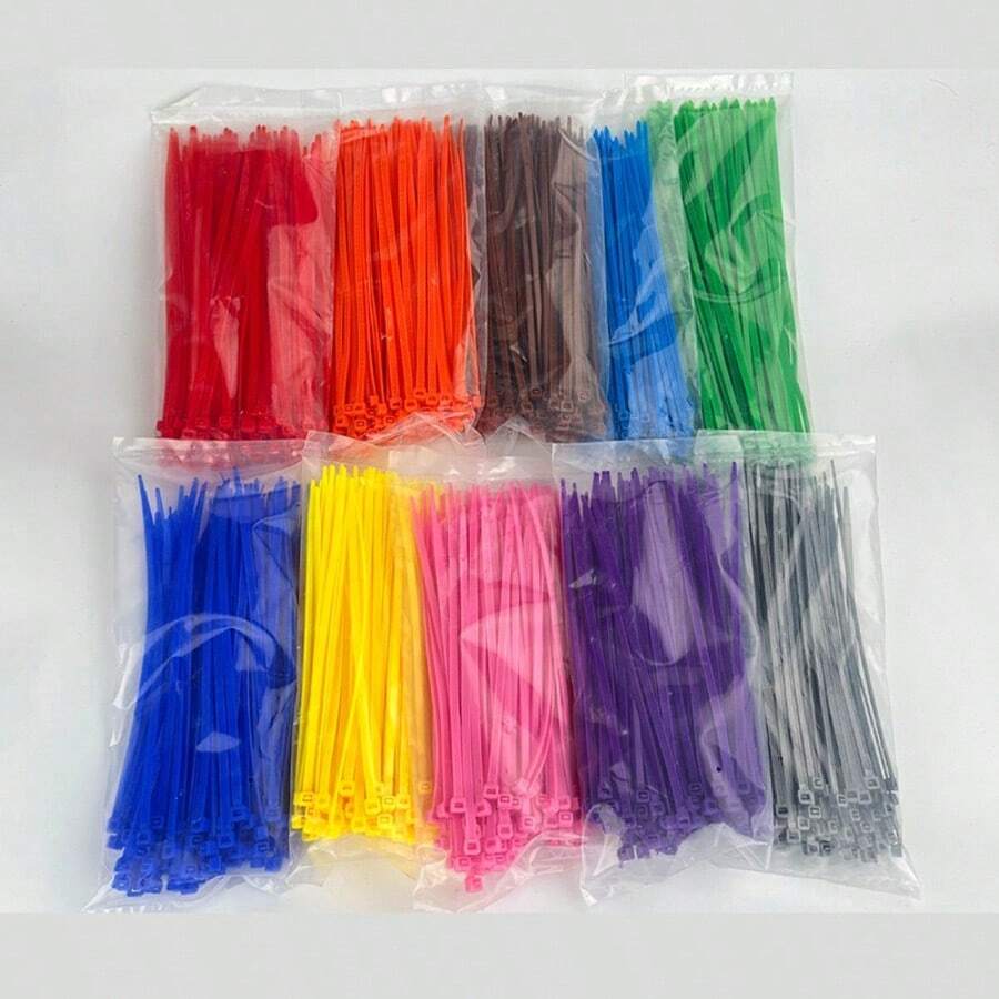 100pcs Colorful Cable Ties, Multi-Color, High Tensile Strength, Self-Locking Plastic Cable Ties, Suitable For Outdoor Gardening And Indoor Use, Home Decoration, Tarpaulin And Fastening - 2*100mm - View 1
