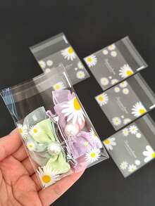 100个烘焙袋，自粘半透明雏菊花袋，DIY礼品卡装饰袋，“晴天”印花OPP袋，适用于派对、生日、婚礼和礼品包装，也适用于珠宝包装、情人节礼物、春季礼物和新年礼物包装 - 彩色 - 查看 4