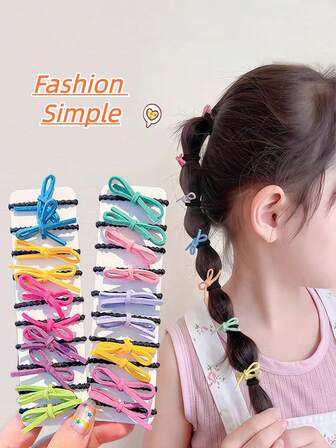 10 piezas Scrunchies de pelo con lazo de estilo Y2K, coloridos, de alta elasticidad, sujetadores de cola de caballo, accesorios para el cabello adecuados para niñas, niños, uso diario casual