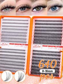 MEM 640/496pcs D-Curl DIY False Eyelashes Set, Includes Glue, Stamp, Tweezers And Brush, Suitable For Beginners, Large Capacity Eyelash Set, Can Create Different Makeup Looks, Thick And Fluffy False Eyelashes Can Lengthen And Enlarge The Eyes, Long-Lasting And Dense, Segmented Design, Easy To Use, Suitable For Daily Use, Weddings, Outdoor Activities, Travel, Parties, Music Festivals, And An Ideal Gift For Women - 黑色 - 查看 16