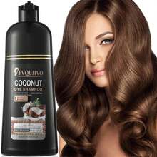 FVQUHVO Hair Dye Shampoo 3 In 1 Coconut Oil For Gray Coverage, Semi-Permanent Color Shampoo For Women Men, Coconut Brown Hair Color Shampoo For Grey Hair, Instant Long-Lasting Hair Coloring, 500ML- Coffee - Coffee - View 9