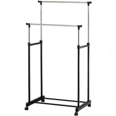 Heavy Duty Metal Dual Rail Clothes Garment Hanging Rack Shelf Display Stand UK