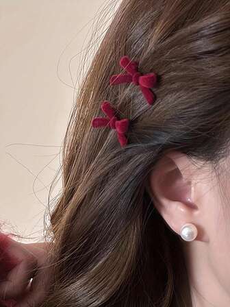 2pcs Bow Hair Clips Female Cute Princess Head Fringes Side Clip Forehead New Alligator Hair Clip Holiday Clip Headwear, Claw Clips, Hair Slide, Hair Barrettes