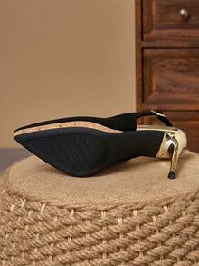 WHDXY Women's Black Open Toe High Heels, 10.5cm Gold Thin High Heel Design, Suitable For Evening Party Outfits - Black - View 7