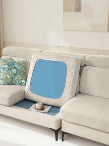 Jacquard Weave Slipcover Stretch Material Sofa Seater Cushion Cover Solid Color Sofa Cover - Beige - View 10