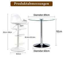 Set: 89cm Glass Table + 2 Height-Adjustable And Swiveling Footrests. Transparent Appearance . 360° Rotation . Versatile. Creates Visual Width And Saves Space. Available In Silver And White.