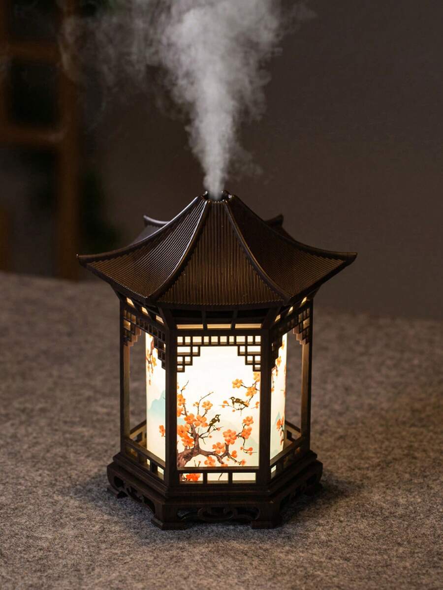 Chinese Pavilion Humidifier With Ultrasonic Mist System - USB-Powered Air Moisturizer, Modern Asian Decorative Night Light For Home, Office, Or Meditation Room - Elegant Tabletop Or Floor-Standing Design, Office Humidifier, Stylish Night Light - 彩色 - 查看 1
