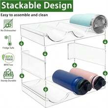 Spaclear 4 Pack Water Bottle Organizer, Stackable Kitchen Pantry Organization And Storage Shelf, Plastic Bottle Holder For Fridge Kitchen Cabinet Organizer And Storage, Tumbler Mug Cup Organizer - ColorC - View 5