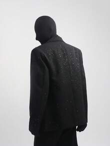 New Niche Design Pearl Chain Black Suit Jacket For Men's Spring And Autumn Loose And Versatile Casual Suit - 黑色 - 查看 3