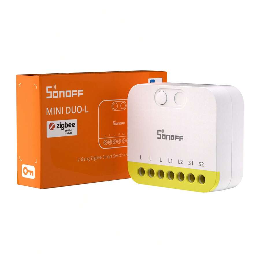 SONOFF MINI DUO-L 2-Gang Zigbee Smart Switch | MINI-ZB2GS-L,Zigbee Protocol,Dual-Channel Control,Intelligent Upgrade,Compact Design - White - View 1