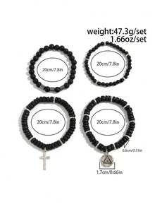 5 件朋克十字架手链套装，男士个性化嘻哈金属配饰，适合日常佩戴、派对和节日礼物 - 5pcs - 查看 12