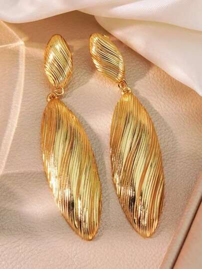 Hoa tai mặt dây chuyền dài họa tiết hình giọt nước hình học cổ điển, Hoa tai lá thép không gỉ phong cách Bohemian dành cho nữ, đeo hàng ngày và ngày lễ