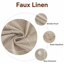 1pc Faux Linen Round Tablecloth, Dust-Proof & Wrinkle-Resistant Table Cover, Washable Tablecloth Suitable For Indoor & Outdoor, Farmhouse Decor, Picnic, Table Decoration, Khaki - Khaki - View 5