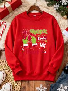 Women Plus Size Sports Sweatshirts - Red - View 3