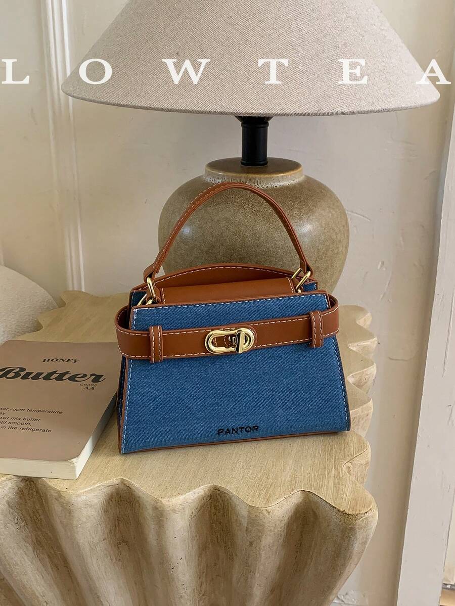 low tea New Summer Women's Handbag, Fashion Adjustable Shoulder Strap Crossbody Bag, Minimalist Solid Color High-End Metal Decor Shoulder Commuter Bag