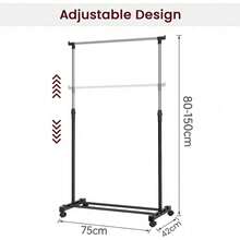 Heavy Duty Metal Single Rail Clothes Garment Hanging Rack Shelf Display Stand - Black - View 5