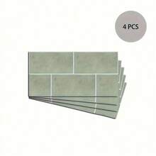 11.81in*5.91in Dark Green Faux Brick Pattern Wall Sticker, Thickened Waterproof Decorative Brick Pattern Wall Sticker, Removable And Washable For Kitchen, Bathroom, Industrial Style - Green - View 9