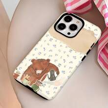Funda para teléfono Bear Coffee Time, compatible con fundas ,  17,  16 Pro Max,  15 Pro Max,  13 y  12. Fabricada en TPU, es resistente a caídas, al desgaste y cómoda de sostener. Un regalo ideal para familiares, amigos, seres queridos, novios/novias y para Navidad. - Blanco - Ver 2
