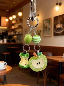 1 pieza Llavero unisex creativo con colgante de manzana, accesorio decorativo de manzana mordida, regalo de cumpleaños o festivo - Multicolor - Ver 3