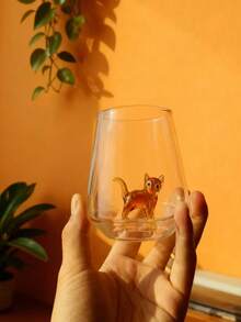 猫雕像玻璃杯，手工玻璃饮具，玻璃杯和水杯，玻璃马克杯，礼物，宠物，玻璃杯返校