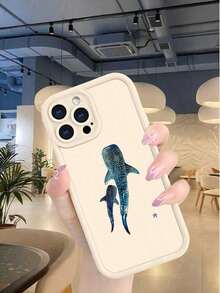 Whale Shark Cartoon Print Phone Case, Shockproof Protective Back Cover With Cute Ocean Animal Pattern, Suitable For Smartphones, Perfect For Teenagers, Students, Ocean Lovers,For IPhone 16Promax 16E 16 15 14 13 12 11 XSMAX X XS Plus Pro 13Mini 12Mini S25Ultra 25 24 23 22 Plus FEcaseSuitable For IPhone 17 AirSuitable For IPhone 17 Air - trắng - Xem 3