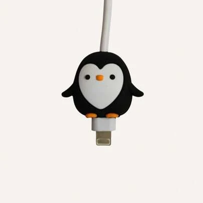 2pcs Cartoon Silicone Cable Protector, Penguin Design, Data Cable Saver For Apple Phone, Cute Gift
