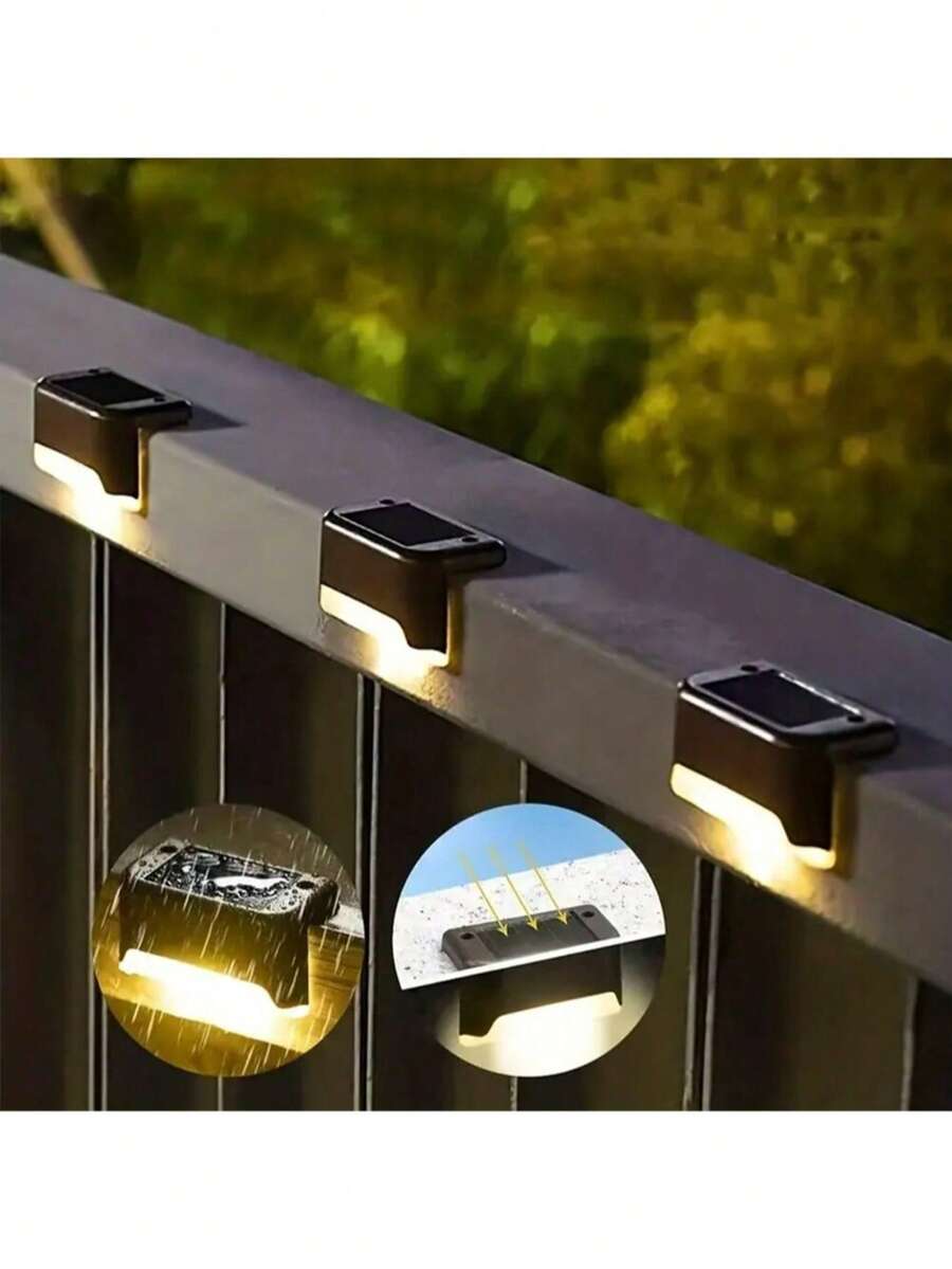 1pc Solar Powered Outdoor Stair Light, LED Garden Light, Waterproof Staircase Light, Garden Yard Lamp, Railing Light, No Electricity Cost - Multicolor - View 1