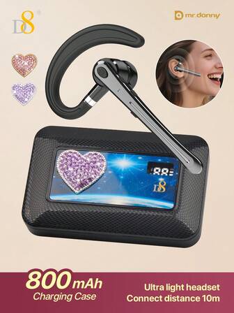  D8 女士无线耳机 - SHE IN 独家包耳式耳机，300 小时超长待机，大容量充电底座和 LED 数字显示屏，便携式充电盒可提供 80 小时总通话时间（单只耳机充满电后可使用 6-8 小时），内置高清麦克风，IPX5 级防水防汗设计，专为女性小耳设计，蓝牙 5.3 快速稳定配对，音质清晰，是健身、跑步、瑜伽等运动的理想之选。